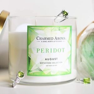 New 2017 Charmed Aroma Peridot August Birthstone Candle, Sterling Silver Ring
